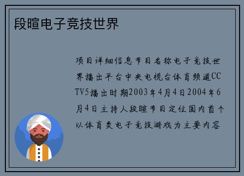 段暄电子竞技世界